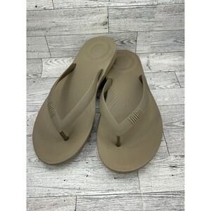 FitFlop iQushion Ergonomic Flip Flops Men Tan Brown Comfort Sandals US 11 EU 44